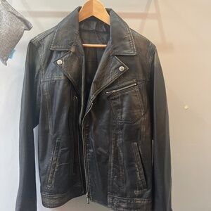 Men’s Just Cavalli Moto style distressed leather Jacket
